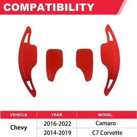 Fitede - Extensiones de palanca de cambios de volante de aluminio, color rojo para Chevy Camaro 2016-2022, Chevy C7 Corvette 2014-2019 (2 unidades)