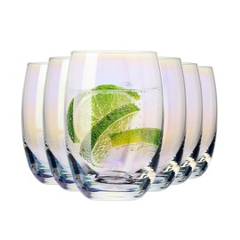 Krosno Rainbow Chrome Glasses for Water, Juice and Other Drinks, Set of 6 Glasses, 12.2 Oz, Elite Collection, Statement Water Glasses, Made in Europe, Rainbow-Elite-360