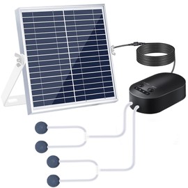 Lewisia 15W Solar Aerator Air Pump Battery with Air Hoses and Bubble Stones Fish Tank Pond Bubble Oxygenator
