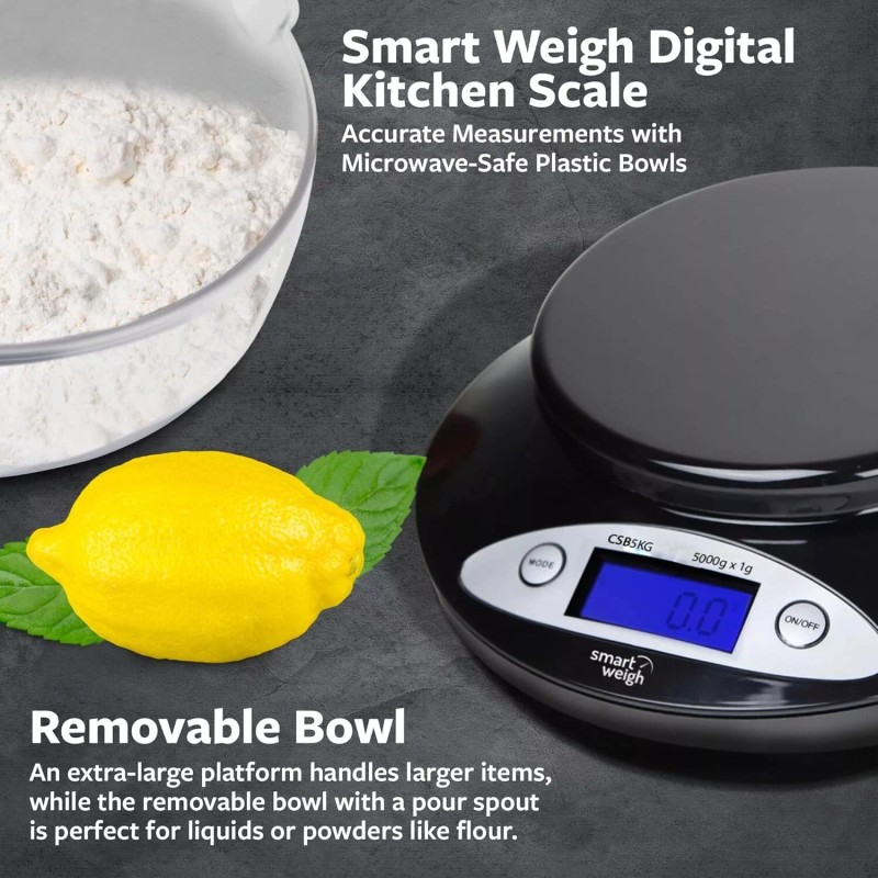 Smart Weigh Digital Food Kitchen Scale with Bowl,11lb x 0.1oz