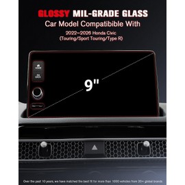 ASZSK For Glossy Tempered Glass 2022 2023 2024 2025 2026 Honda Civic 9 Inch Touchscreen Screen Protector - Civic (Touring/Sport Touring/Type R) Accessories