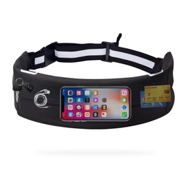 Running Belt Waist Pack, Ultra Slim Men's And Sports And Fitness Three Pocket Waist Pack, Safe Running Belt for All Cell Phones, Adjustable Reflective Running Fanny Pack