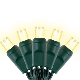 Warm White LED Christmas Lights – 25ft 50 Counts Christmas Lights Outdoor Waterproof, 5mm Wide Angle Commercial Grade Mini Lights, Indoor Green Wire Tree Lights Plug in for Xmas, UL