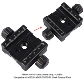iShoot Metal Double Sided Clamp IS-SJZ50, Double Sided Quick Release Plate Clamp with 3/8' Screw Hole, Compatible with 39mm Arca-Swiss Arca-Swiss Fit Camera Quick Release Plate