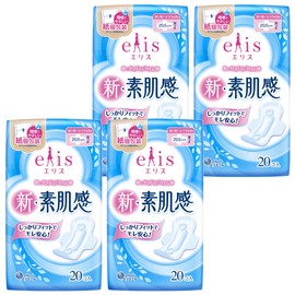 Ellis New Bare Skin Feel with Wings 8.1 inches (20.5 cm) (Normal to Heavy Days), 80 Sheets (20 Sheets x 4 Packs) (Bulk Purchase)