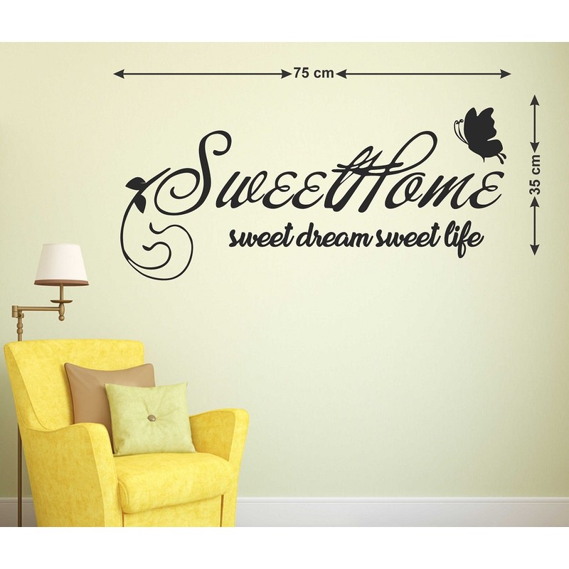 Wallstick Sweet Home wallstickers (Vinyl 75 cm x 35 cm)