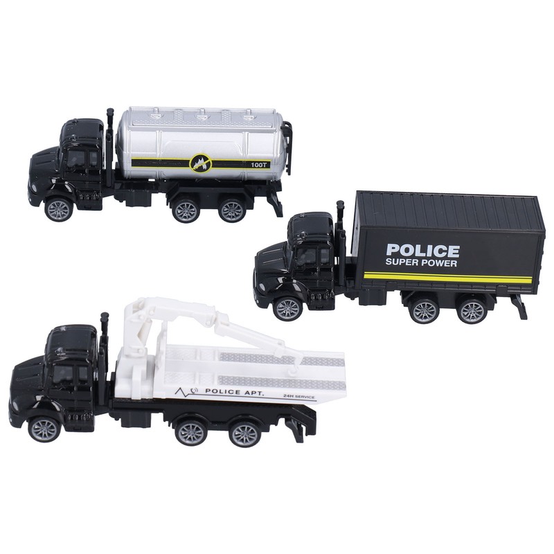 3pcs 1:50 Truck Model Toy Set Pull Back Recovery Tanker