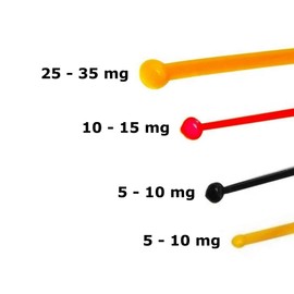 Micro Scoop Combo Pack 5mg - 35mg BPA-Free mg Milligram Measuring Spoons for Powder by FitPowders (15 Pack - 5 of Each Size)