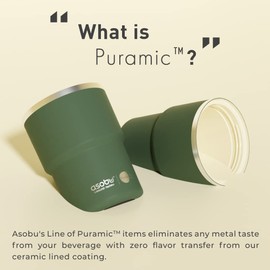 asobu Travel Mug Ceramic Coated Stainless Steel Insulated with Leak and Spill Proof Lid – Fits Standard Cup Holders 12 oz Tumbler (Basil Green)