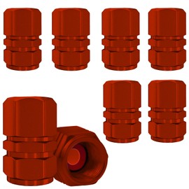8 Pcs Universal Aluminum Tire Valve Stem Caps with Gasket for Cars, Motorbikes, Bikes, Trucks, SUVs, and Scooters (red)