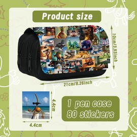 PyrrlicToy Children's Pencil Case, Italian Brain Anime Pencil Case, Cartoon Pencil Bag Student with Stickers for Students, Learning and Office Supplies, Children's Gift