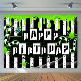 EMTOBT 7x5 FT Beetle Birthday Photography Backdrop Horror Black and White Stripes Classical Spider Web Background Decorations for Home Party Scary Creepy Ghost Photo Booth Studio Props