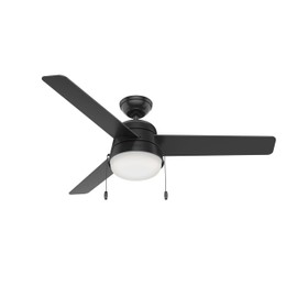 Hunter Fan 52 inch Contemporary Black Indoor/Outdoor Ceiling Fan with Light Kit and Pull Chain for Porch, Bedroom, Living Room, Office, Basement, Kitchen, Dining Room (Renewed)