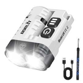 BORUIT U6 LED Small Powerful Flat EDC Flashlight with Clip,Super Bright 1600 Lumen USB A/C-C Rechargeable Mini Pocket Keychain Flash Light with White Warm Red Light,10 Modes,IP68 Waterproof,Magnetic