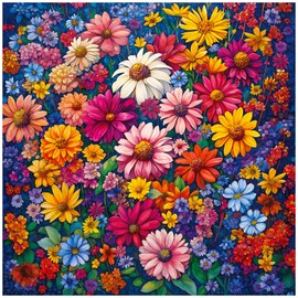 ALL4JIG Flowers Fun Jigsaw Puzzles for Adults and Kids, 1000 Pieces, Christmas Secret Santa Gift, White Elephant Gifts, Number Partitioned for Easy Solving