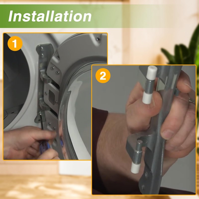 RUHUALIFE Dryer Washer Door Hinge with 4 Pin Caps Front