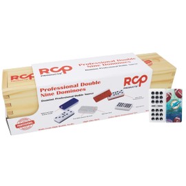 RCP PRODUCTS Dominos Set for Adults – Professional Double 9 Cuban Dominoes Set, Classic Travel Board Game with Wood Case Juegos de Mesa (Dolphin)