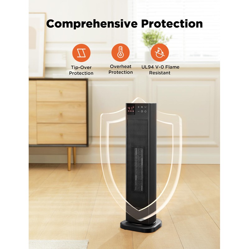 PELONIS Oscillating Ceramic Tower Indoor Space Heater for Home with