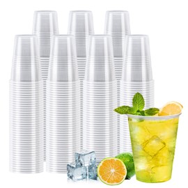 Huifany 600 Pack 7 oz Plastic Cups, Rimmed Disposable Cold Cups