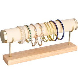 Aqerimit Bracelet Display Holder Bangle Storage Single Tier T-bar Stand Towers for Jewelry Wrist Watch Organization, White
