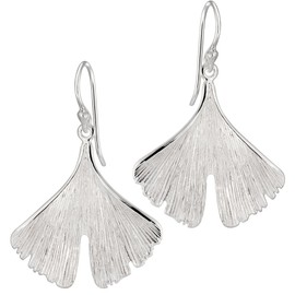 Vinani Women's Earrings 925 Silver – Earrings Gingko Leaf Matte Shiny 925 Sterling Silver for Women Tree OGI, Sterling Silver