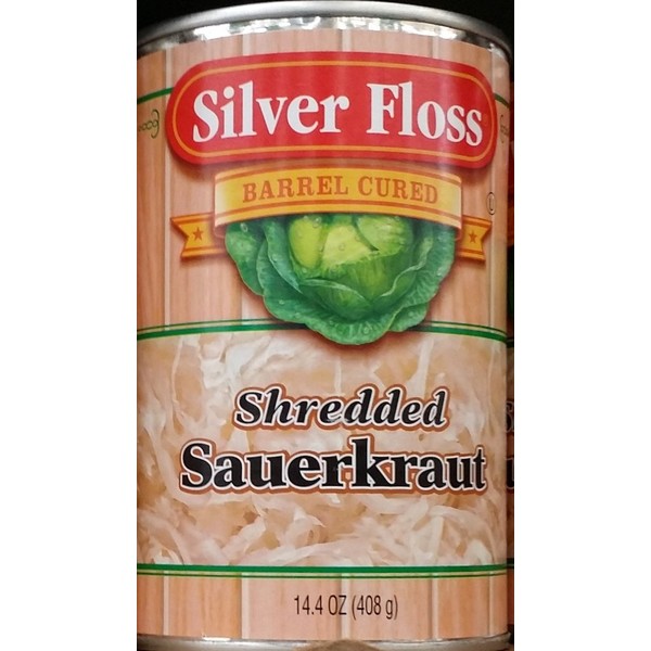 Silver Floss Barrel Cured Shredded Sauerkraut 14.4 Oz (Pack of 6)