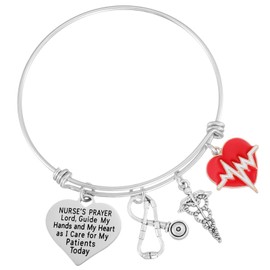 Kivosliviz Nurse Prayer Gifts Bracelet for Women Female Nursing Charm Christmas Bangle for Nurses Nurse Prayer Bracelet