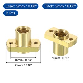 uxcell 2Pcs Tr8x4 Lead Screw Brass Nut, Trapezoidal Screw Diameter 10mm Pitch 2mm Lead 4mm (2 Starts) for A 3 CR-10 CR-10s Z Axis CNC 3D Printer Parts