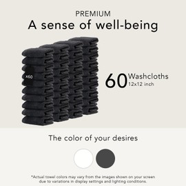 Ôhm - Terry Cloth Towel Set - 60 Extra Fluffy & Soft Washcloths - 12x12 Inch - for Home, Hotel, Spa & Nursery Turkish Cotton & Oeko-TEX Certified - Anthracite Gray