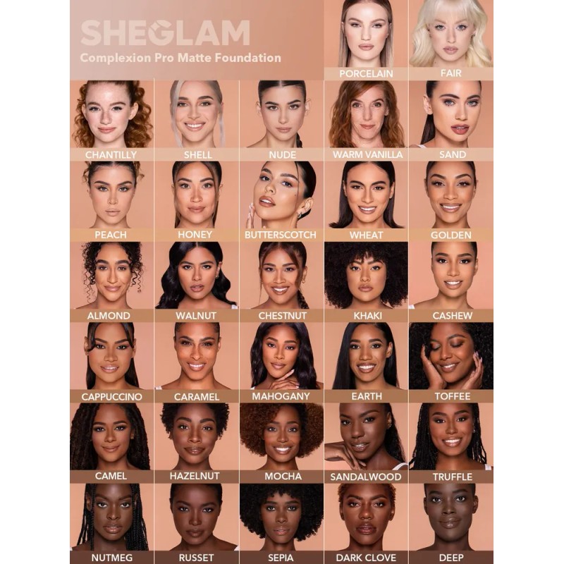 SHEGLAM Base D Maquillaje Liquida Alta Cobertura Efecto Mate Tono