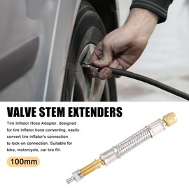 X AUTOHAUX 2pcs 100mm 3.94" Tire Valve Stem Extension Inflator Extender Hose Universal Fit for Car Motorcycle Bicycle