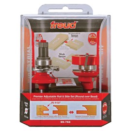 Freud Premier Adjustable Rail & Stile Bit - Round Over Bead with Tico Hi-Density Carbide for Maximum Performance - 1-11/16" Dia., 3-3/4" Length, 9/32" Radius, 1/2" Shank - 99-763