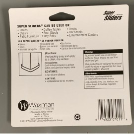 Super Sliders Waxman Super Sliders Self-Stick, Square Heavy Furniture Sliders Carpet (4 pack)