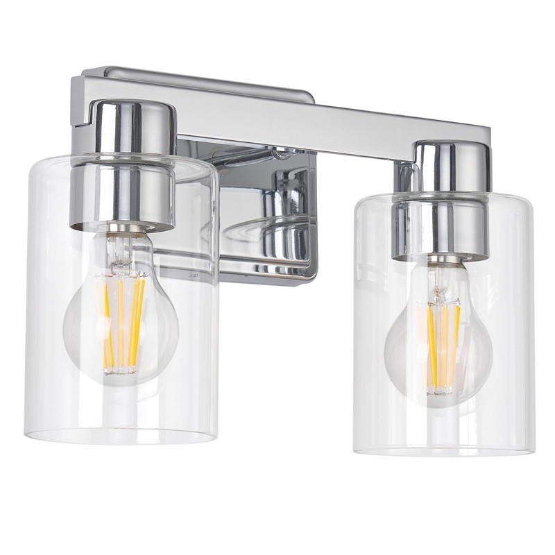 AURYNIX 2-Light Bathroom Light Fixtures Modern Chrome Vanity Lights with