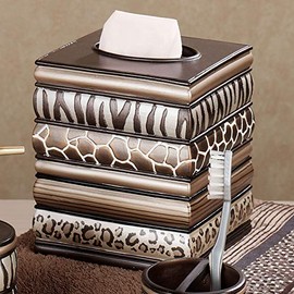 Popular Bath 781236 Safari Stripes, Tissue Box, Chocolate