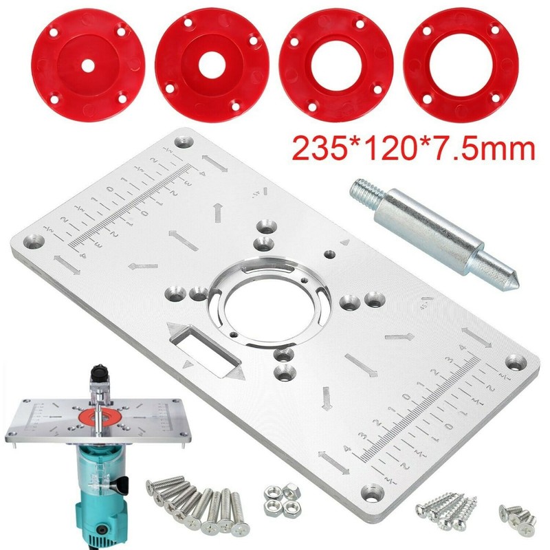Router Table Insert Plate Metal Router Template with 4PCS Rings
