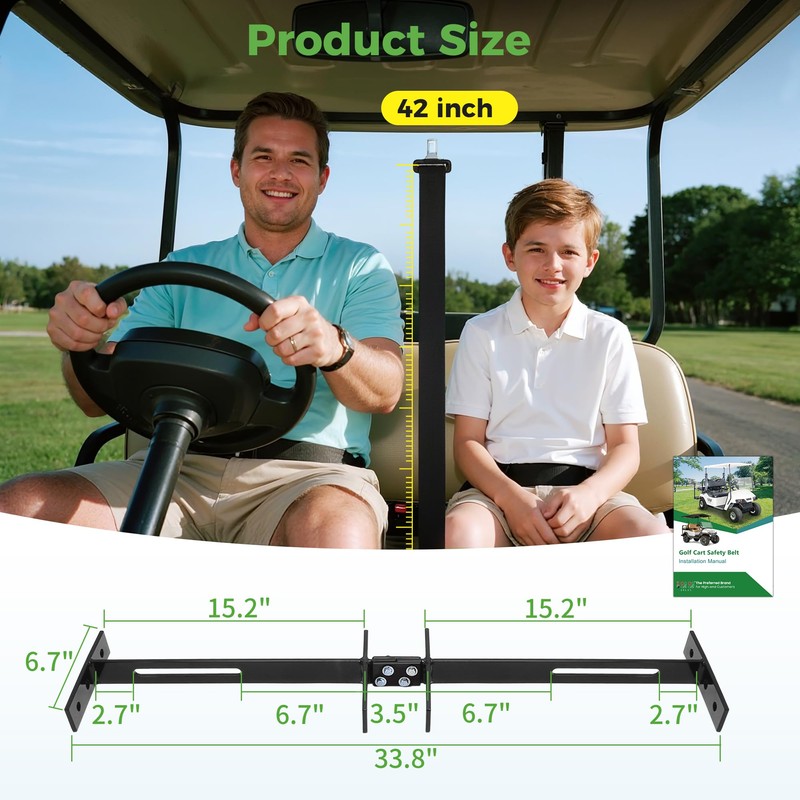 10L0L Universal 2/3-point Golf Cart Seat Belts, 42" Retractable Belts