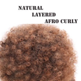 AISI QUEENS High puff Afro Ponytail Drawstring Short Kinky Curly Warp for African American Synthetic hair puff extensions with color 30#