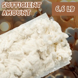 Wesnoy Cotton Stuffing for Stuffed Animals Soft Pillow,Natural Cotton Fiber Filling Batting, for Toys, Cloud Decorations, and More(6.6 lb)