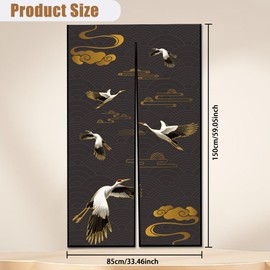 CHGCRAFT Red Crowned Crane Door Curtain Door Curtain Room Divider Curtains Japanese Curtain for Cabinet Door Bedroom Living Room Door, 85×150cm