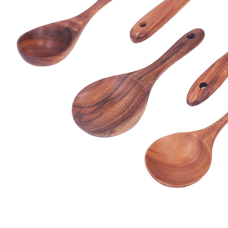 Kitchen Utensils Set Wooden Spatulas Spoons Comfortable Grip Minimaliset Kitchen