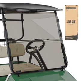 10L0L Golf Cart Windshield for Club Car DS 1982-2000.5 | 4mm Thick Tinted Polycarbonate Foldable Shield with Anti-UV Protection & Military-Grade Impact Resistance
