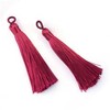 5 x Dark Red Silky Soft 8cm-9cm Tassels with Hanging Loops. For Making Bookmarks, Jewellery Bling, Pendants Decoration and other Crafts