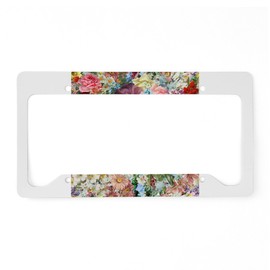 CafePress Colorful Flower Pattern License Plate Holder Aluminum License Plate Frame, License Tag Holder