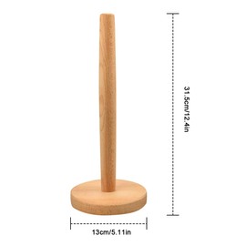 Kitchen Roll Holder, Wooden Paper Tower Stand with Anti Slip Pad, Round Tissue Paper Roll Holder for Kitchen,Bedroom,Bathroom,Thread Sewing(31 x 13 cm)