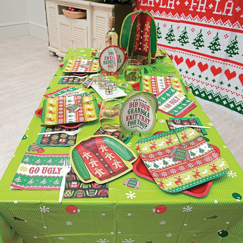 Ugly Sweater Plastic TABLECOVER - Party Supplies - 1 Piece