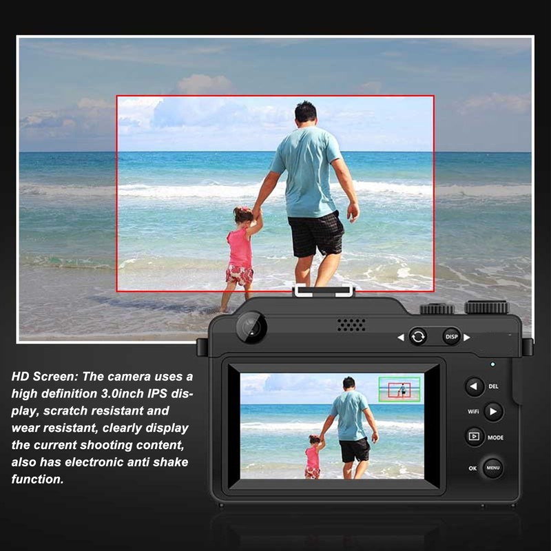4K Digital Camera Front Rear Dual Lens 48 Megapixels 18X