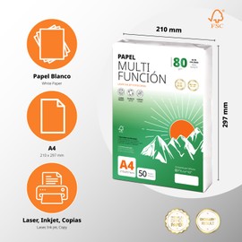 Ofituria A4 80 gsm 50 Sheets Multipurpose Paper for Laser Inkjet Printers, Copier, Office Supplies, School Supplies, Pack of 50 Sheets, 80 g