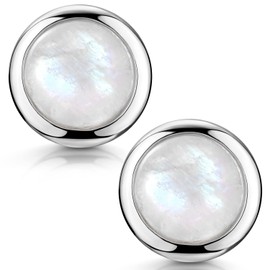 MATERIA by Matthias Wagner SO-472 Moonstone Earrings Silver 925 Women's Round White 13 mm, Sterling Silver, Moonstone