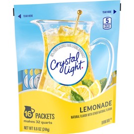 Crystal Light Sugar-Free Lemonade Naturally Flavored Powdered Drink Mix 16 Count Pitcher Packets